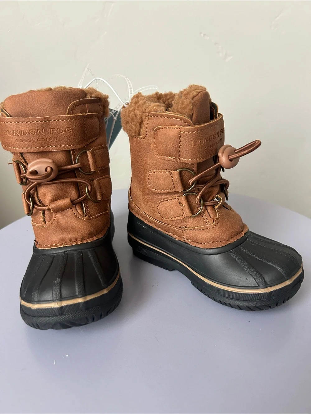 London Fog Collection Boys Brown Oxford Cold Weather Snow Boots Sz 5 and 6